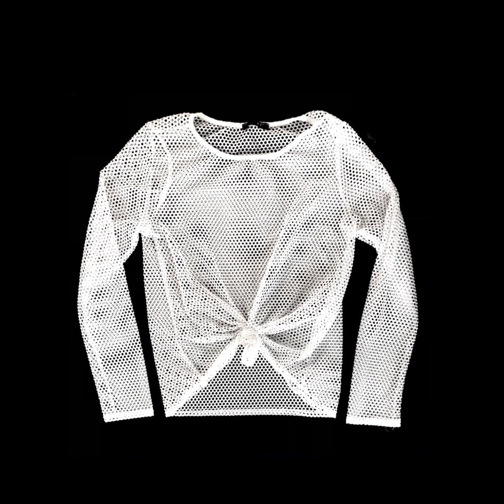 Full mesh long sleeve crop top